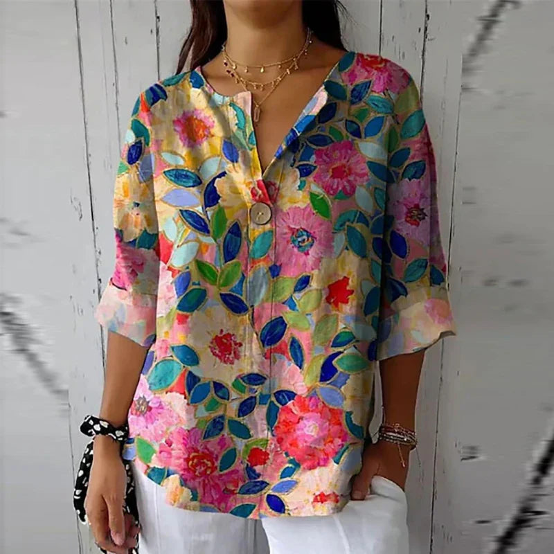 Fona™ | Casual Blouse met bloemenprint